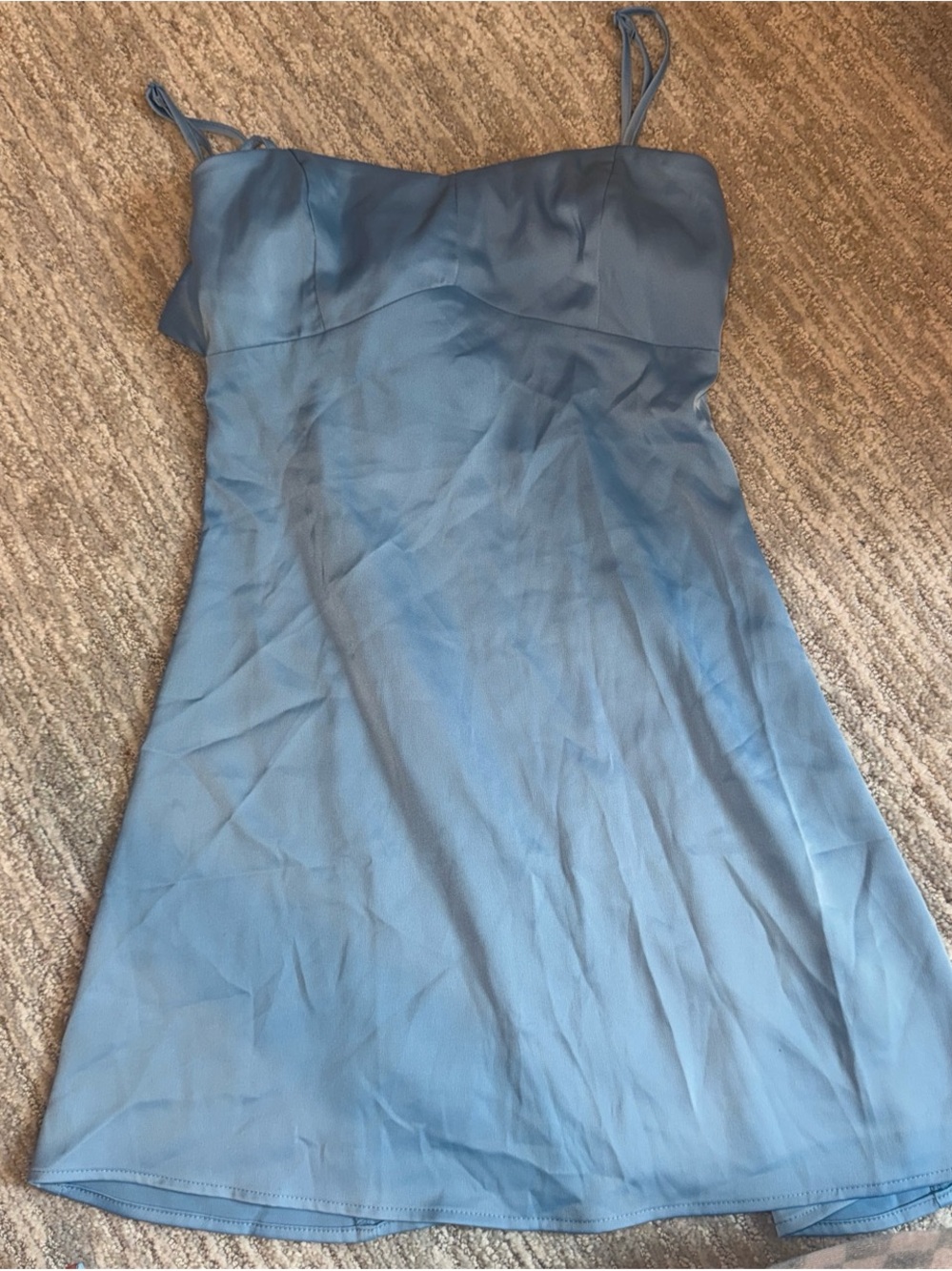 Urban Outfitters Dusty Blue Spaghetti-Strap Mini Dress